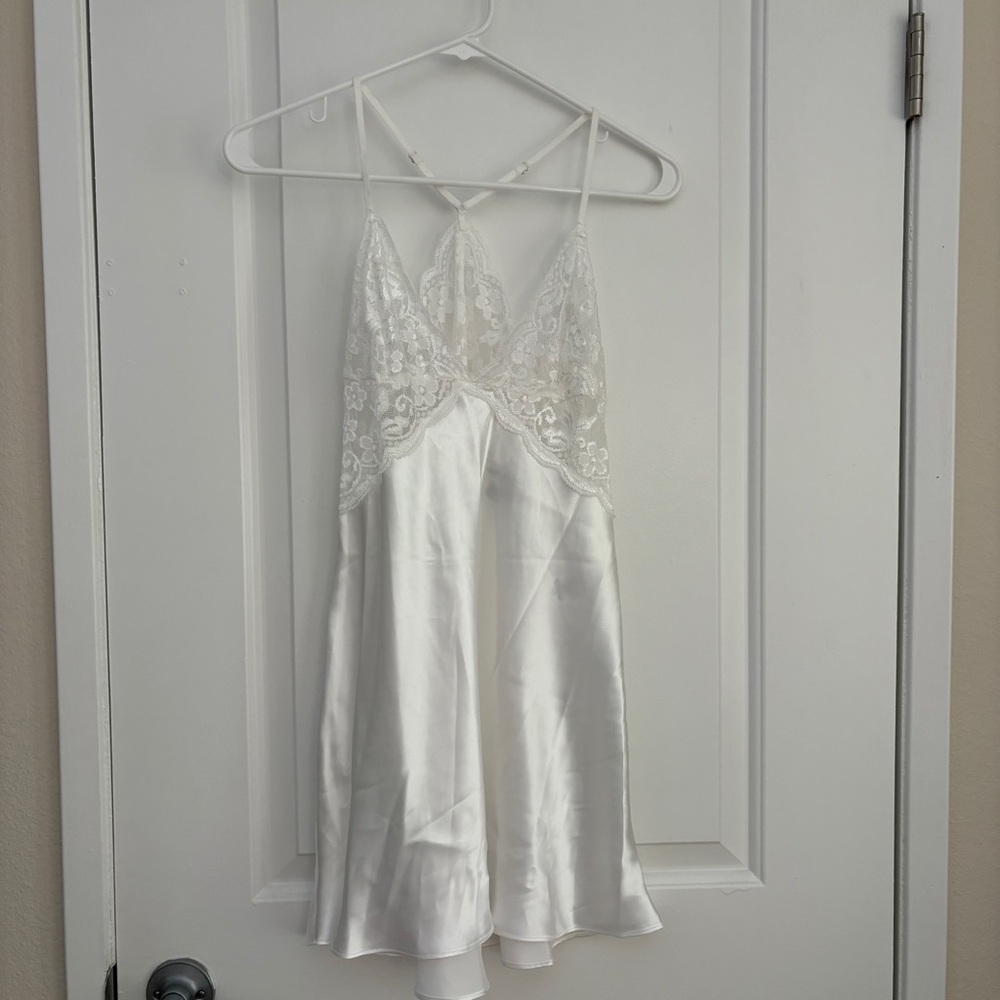 Bridal White Lace Silk Slip Dress